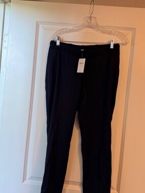 NWT J.Jill Navy Blue Pull-On Pants with Pockets & Cuffed Hem Petite Small